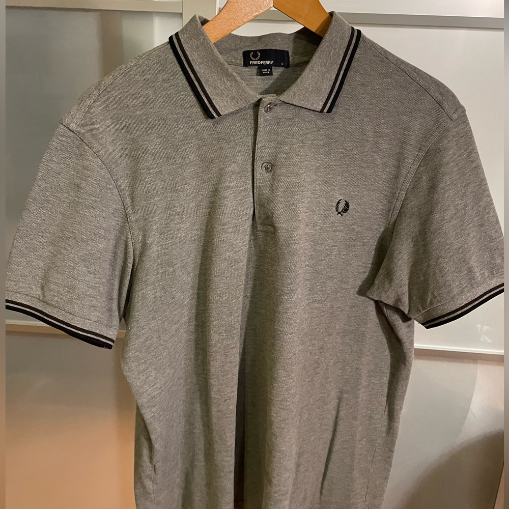 Grey and Black Classic Fred Perry Polo Shirt